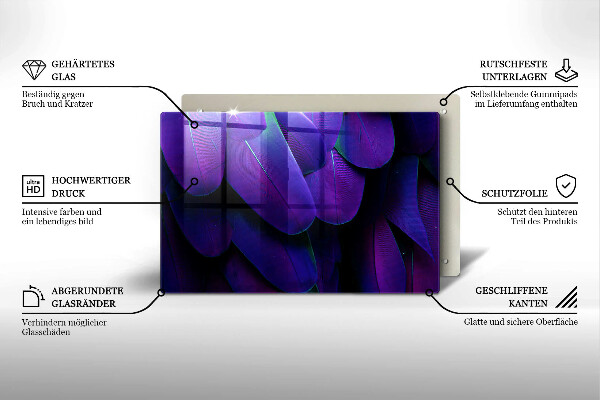 Kuchynská doska zo skla Neónové pierka