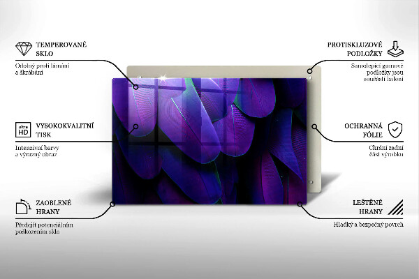 Kuchynská doska zo skla Neónové pierka