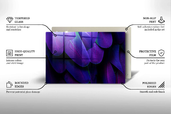 Kuchynská doska zo skla Neónové pierka