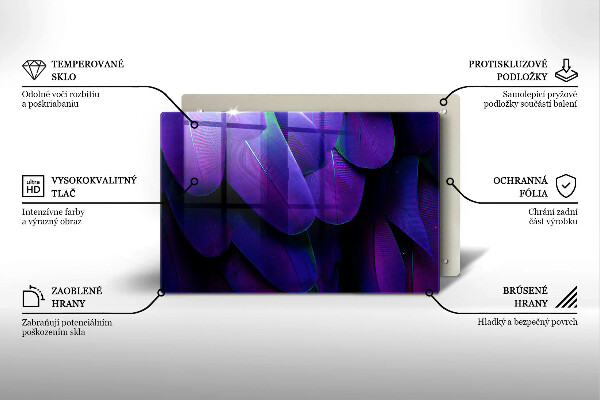 Kuchynská doska zo skla Neónové pierka
