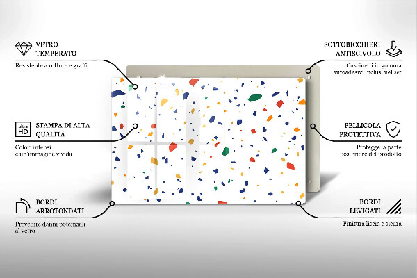 Kuchynská doska zo skla Farebná kamenina