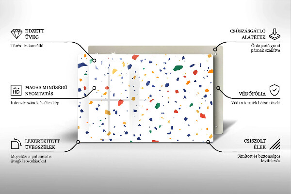 Kuchynská doska zo skla Farebná kamenina