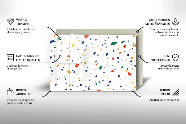 Kuchynská doska zo skla Farebná kamenina