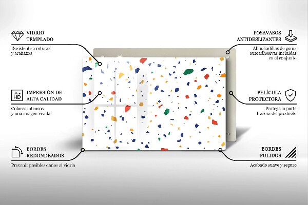 Kuchynská doska zo skla Farebná kamenina