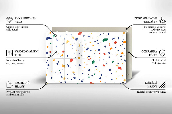 Kuchynská doska zo skla Farebná kamenina