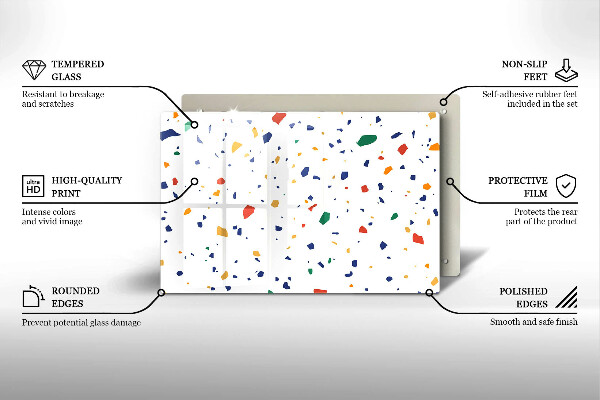 Kuchynská doska zo skla Farebná kamenina