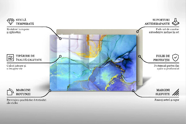 Kuchynská doska zo skla Prasknutý zlatý kameň