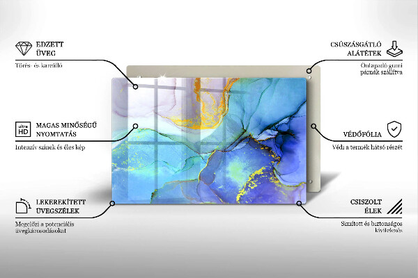 Kuchynská doska zo skla Prasknutý zlatý kameň