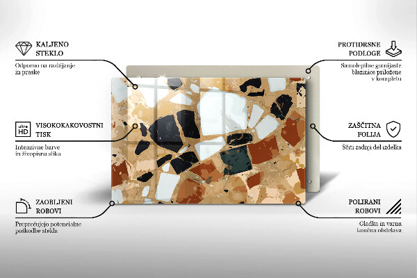 Kuchynská doska zo skla Doska s dekoratívnymi kameňmi