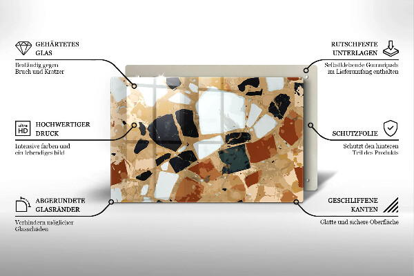 Kuchynská doska zo skla Doska s dekoratívnymi kameňmi