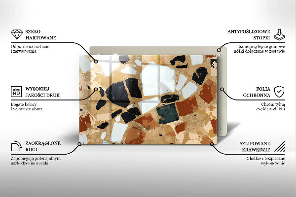 Kuchynská doska zo skla Doska s dekoratívnymi kameňmi