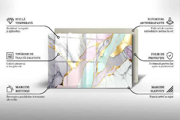 Kuchynská doska zo skla Pastelový mramor