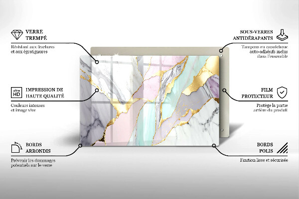 Kuchynská doska zo skla Pastelový mramor