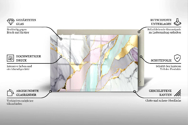 Kuchynská doska zo skla Pastelový mramor