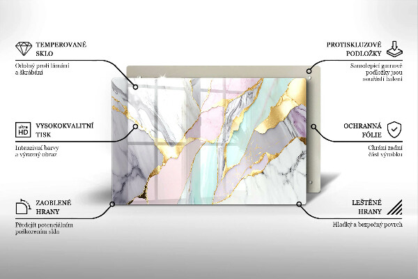 Kuchynská doska zo skla Pastelový mramor