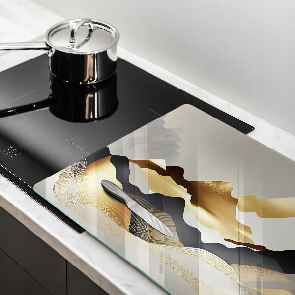 Kuchynská doska zo skla Abstraktné zlaté hory