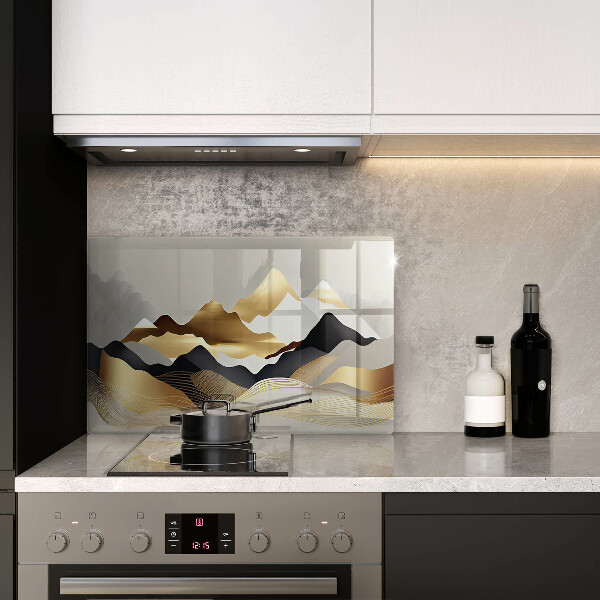 Kuchynská doska zo skla Abstraktné zlaté hory