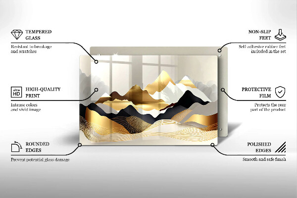 Kuchynská doska zo skla Abstraktné zlaté hory