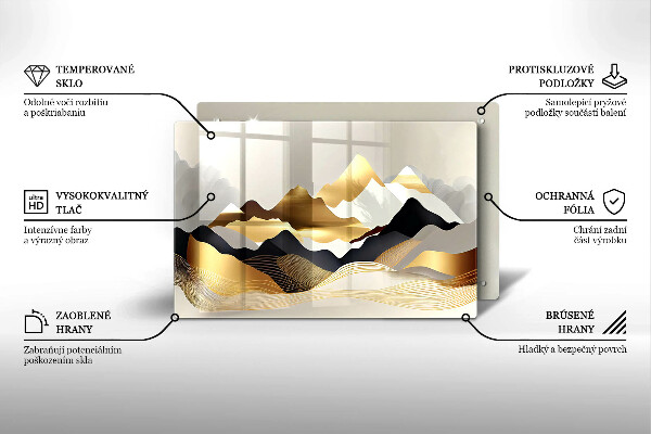 Kuchynská doska zo skla Abstraktné zlaté hory