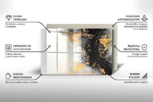 Kuchynská doska zo skla Abstrakcia so zlatom