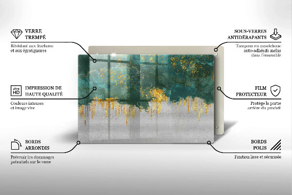 Kuchynská doska zo skla Abstrakcia so zlatom