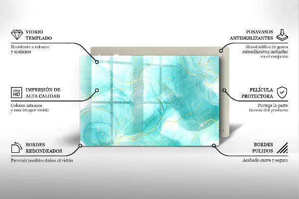 Kuchynská doska zo skla Modrá a zlatá abstrakcia