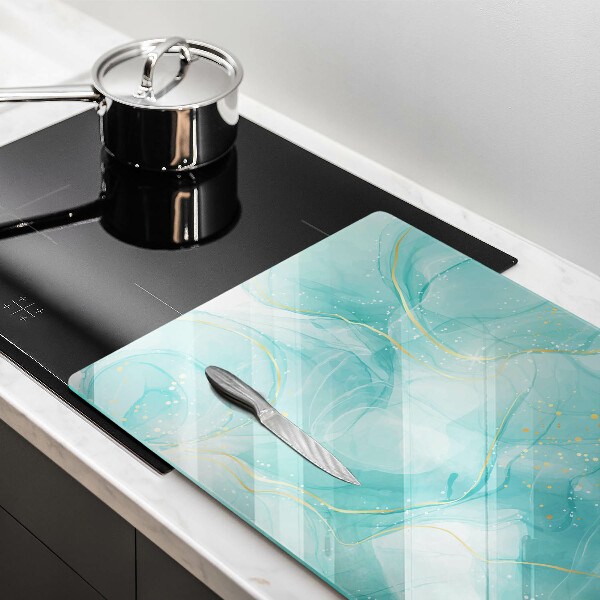 Kuchynská doska zo skla Modrá a zlatá abstrakcia