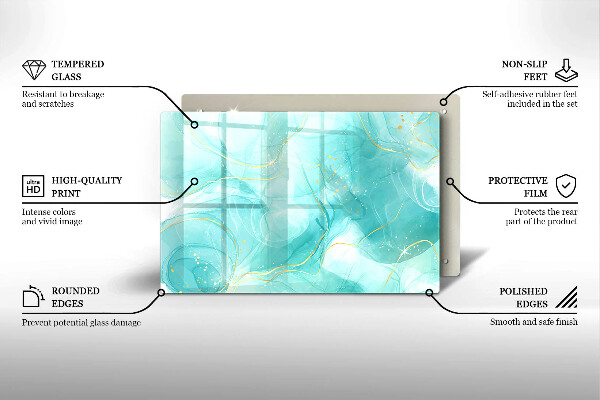 Kuchynská doska zo skla Modrá a zlatá abstrakcia