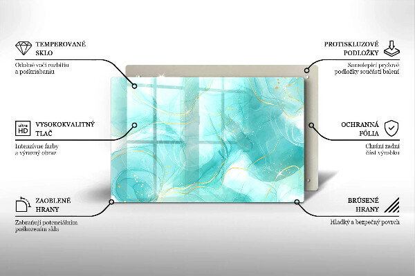Kuchynská doska zo skla Modrá a zlatá abstrakcia