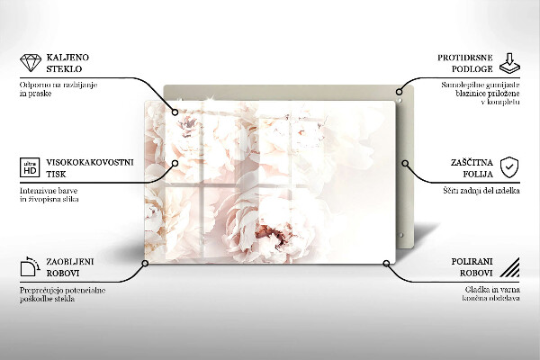 Kuchynská doska zo skla Pastelové pivonky