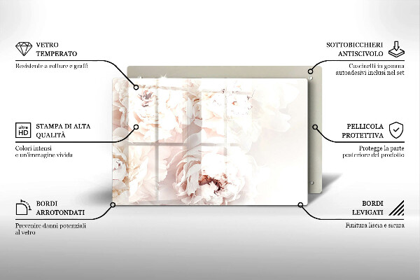 Kuchynská doska zo skla Pastelové pivonky