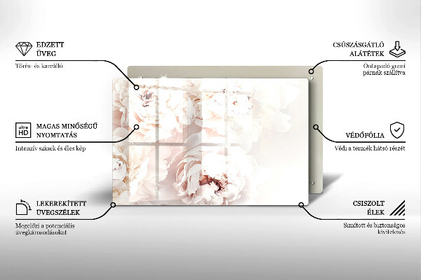 Kuchynská doska zo skla Pastelové pivonky