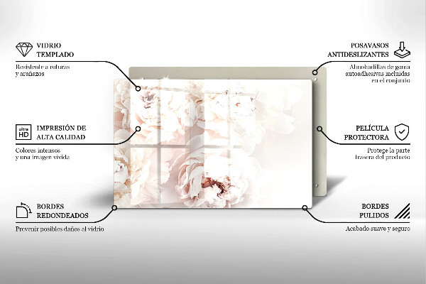 Kuchynská doska zo skla Pastelové pivonky