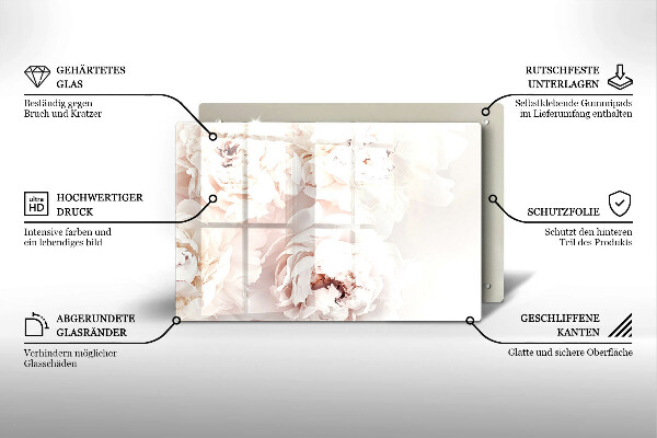 Kuchynská doska zo skla Pastelové pivonky
