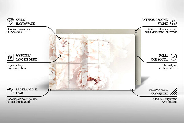 Kuchynská doska zo skla Pastelové pivonky