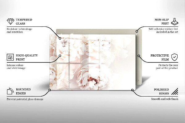 Kuchynská doska zo skla Pastelové pivonky