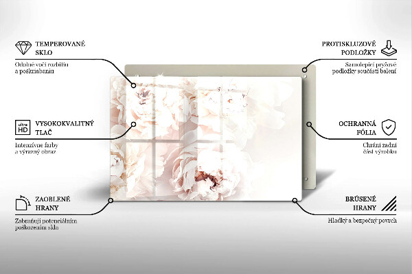 Kuchynská doska zo skla Pastelové pivonky