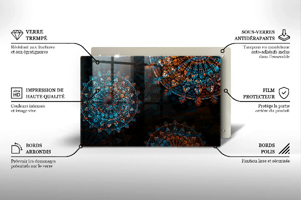 Kuchynská doska zo skla Boho vintage kolesá