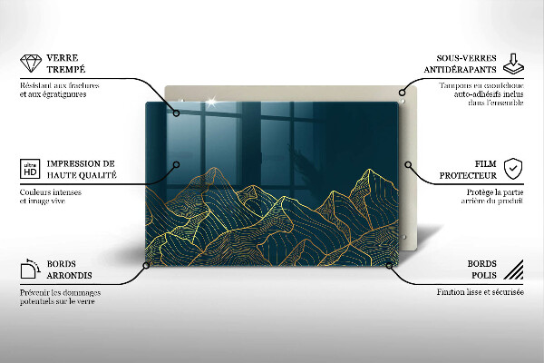 Kuchynská doska zo skla Abstraktné hory