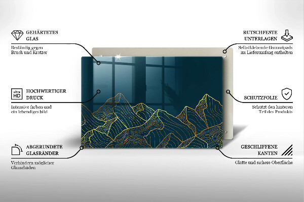 Kuchynská doska zo skla Abstraktné hory