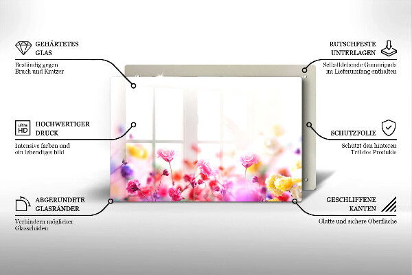 Kuchynská doska zo skla Kvetinová lúka