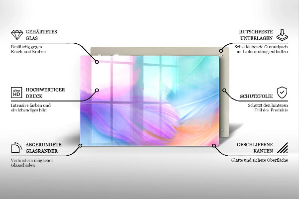 Kuchynská doska zo skla Pastelové perie