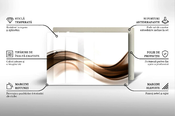 Kuchynská doska zo skla Abstraktné hnedé čiary
