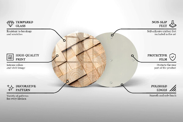 Kuchynská doska veľká zo skla Drevené štvorce