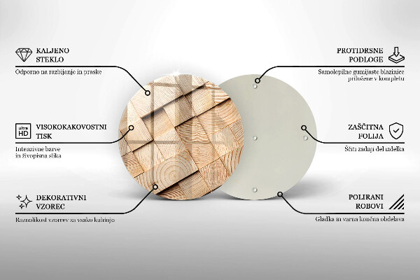 Kuchynská doska veľká zo skla Drevené štvorce