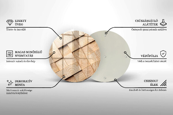 Kuchynská doska veľká zo skla Drevené štvorce