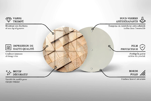Kuchynská doska veľká zo skla Drevené štvorce