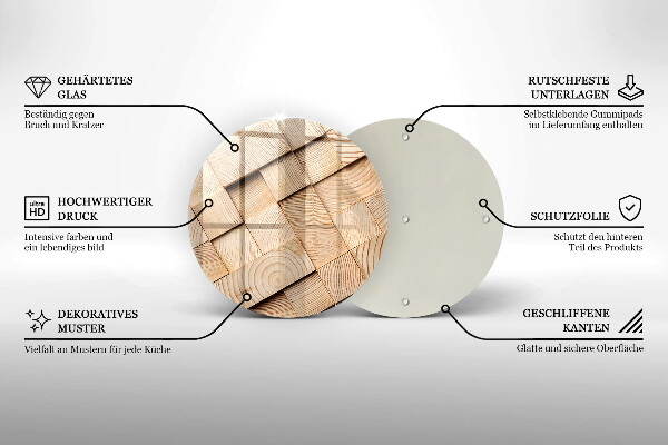 Kuchynská doska veľká zo skla Drevené štvorce