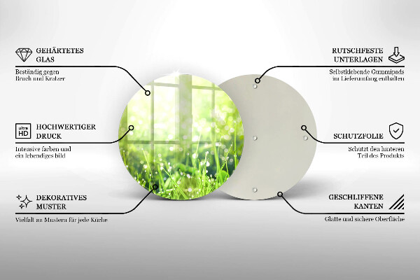 Kuchynská doska zo skla Príroda - tráva a rosa