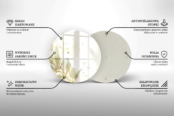 Kuchynská doska veľká zo skla Akvarel a zlaté listy